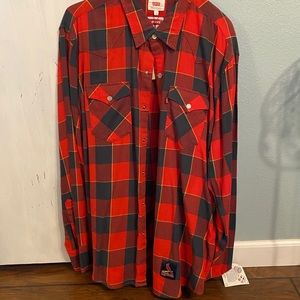 Levi Flannel with STL cardinals logo on bottom